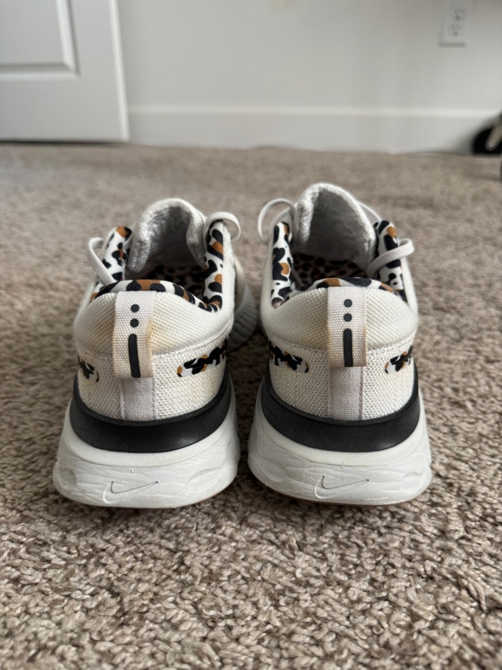 Nike Women's White Sneakers with Leopard-Print Swoosh - Picture 2 of 5